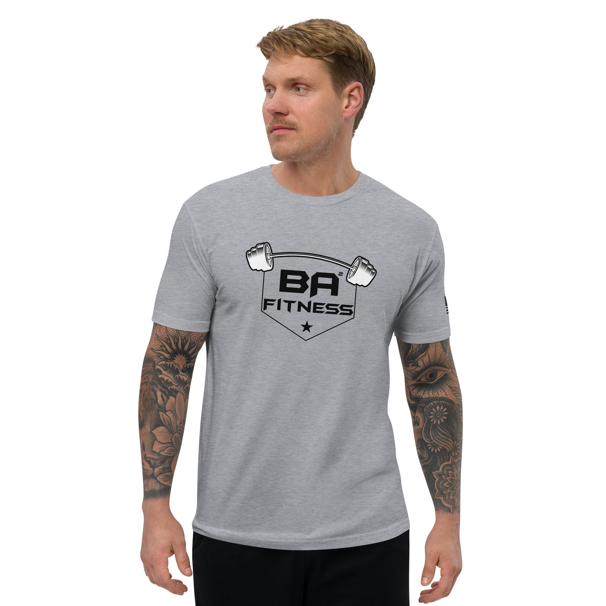 Fitted t-shirt heather grey front - basquaredfitness