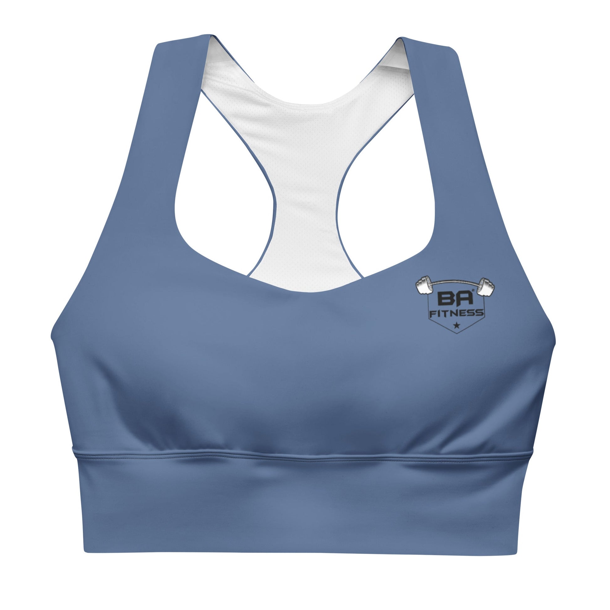 Longline Sports bra kashmir blue front - basquaredfitness