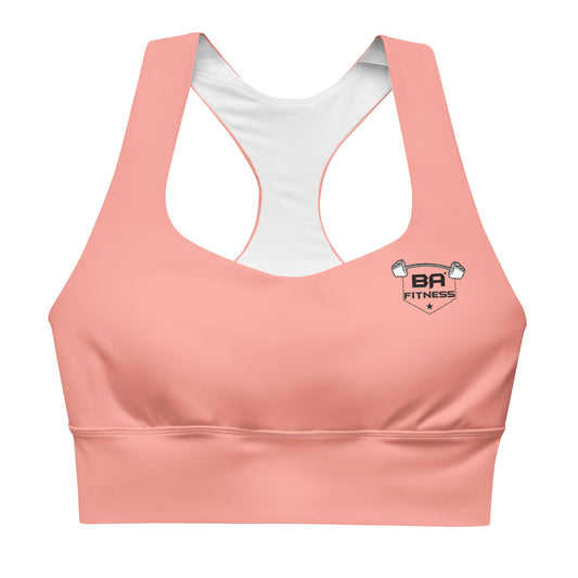 Longline Sports bra rose bud front - basquaredfitness