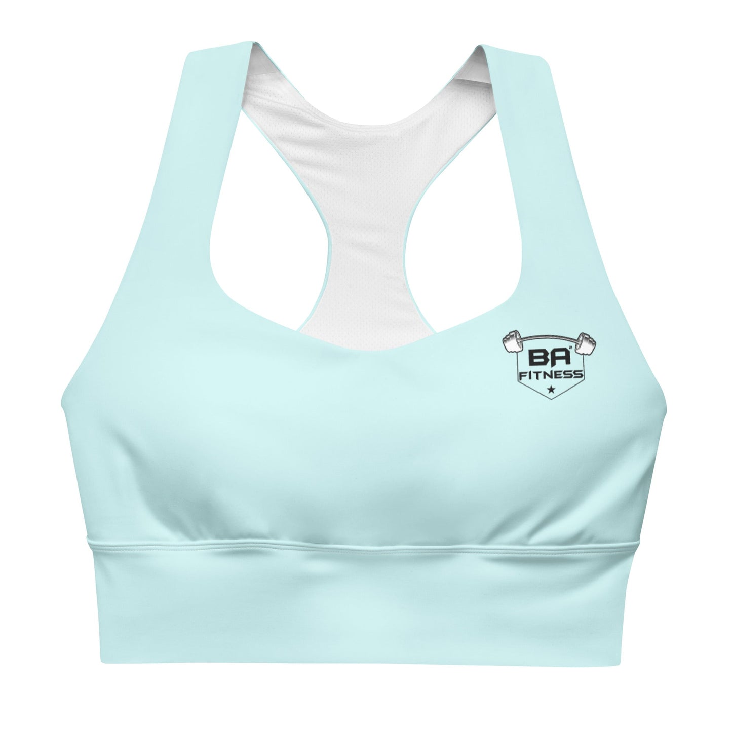 Longline Sports bra light cyan front - basquaredfitness