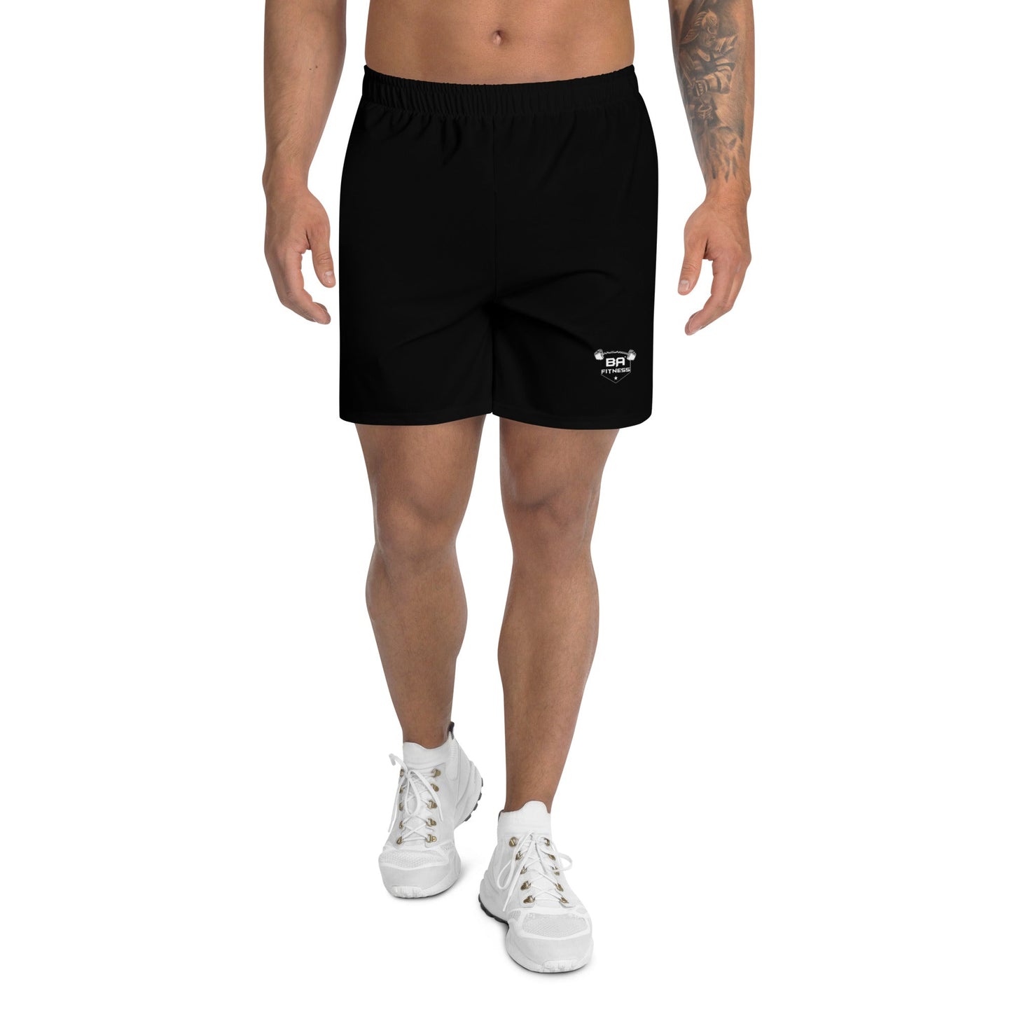 Recycled athletic shorts black front - basquaredfitness