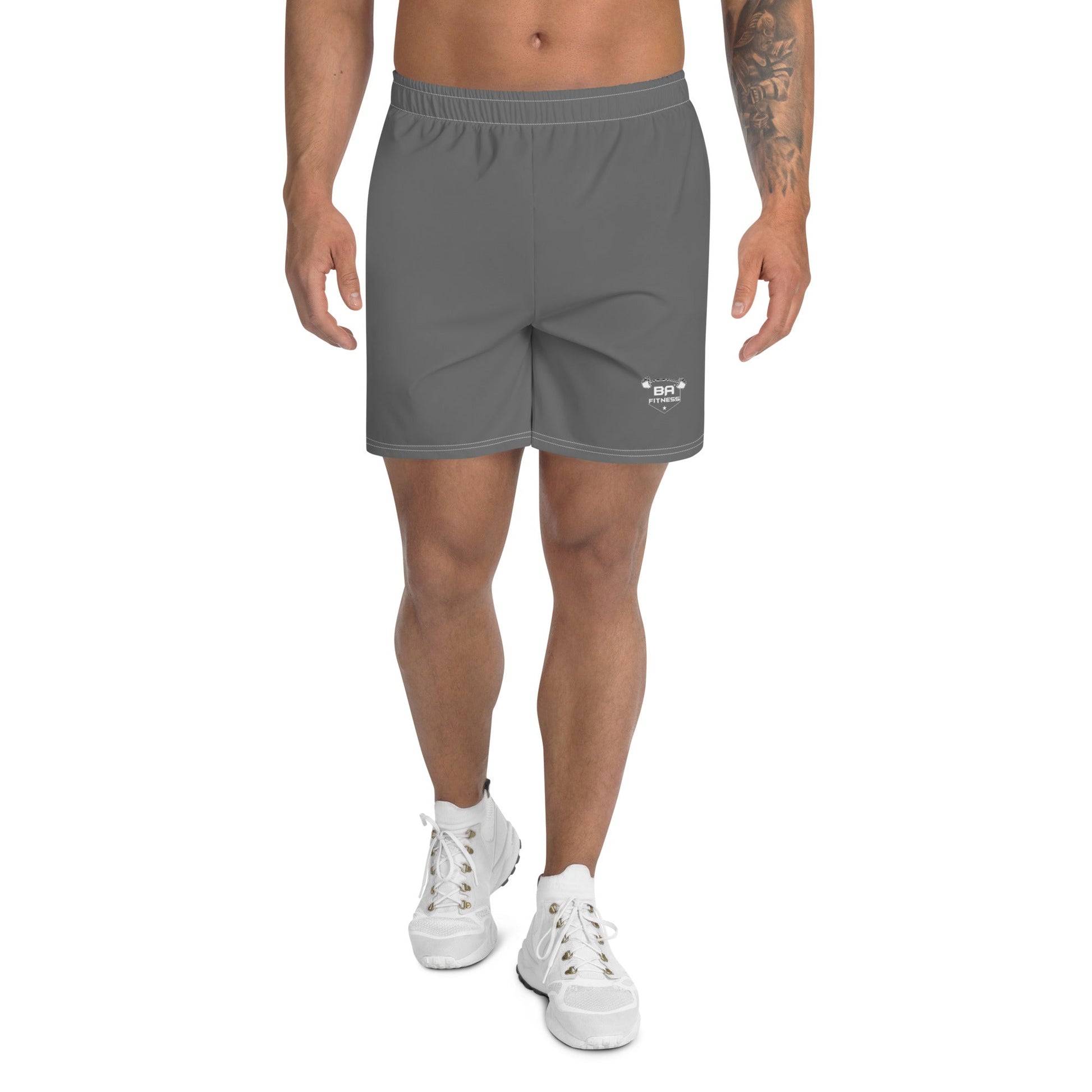 Recycled athletic shorts grey front - basquaredfitness