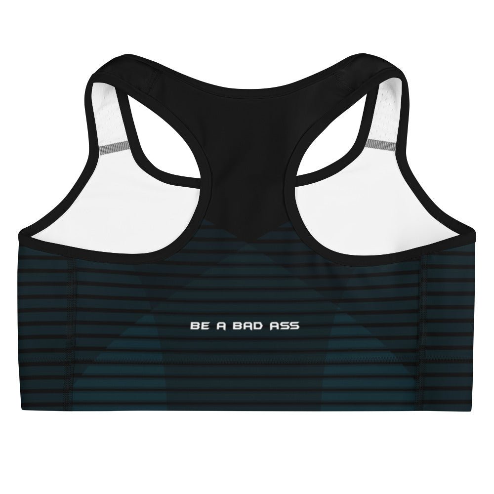 Sports bra navy geometric back - basquaredfitness