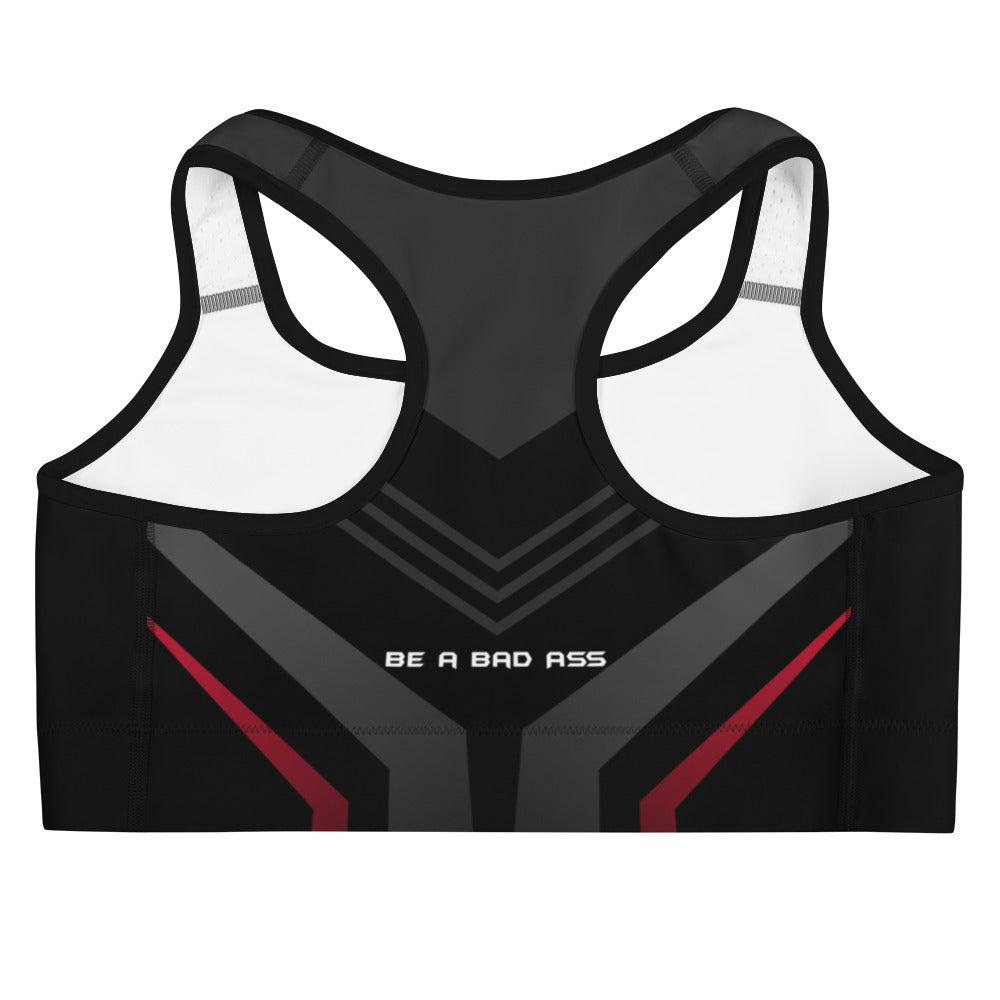 Sports bra black geometric back - basquaredfitness