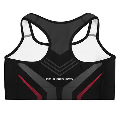 Sports bra black geometric back - basquaredfitness