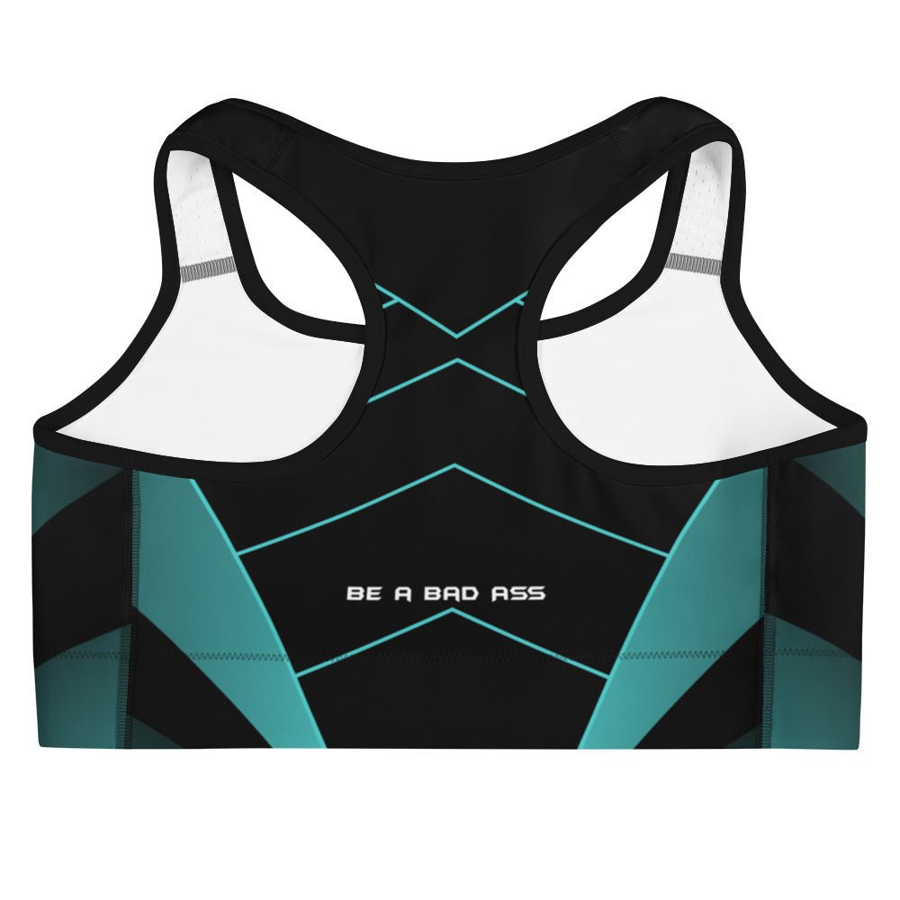 Sports bra black geometric2 back - basquaredfitness