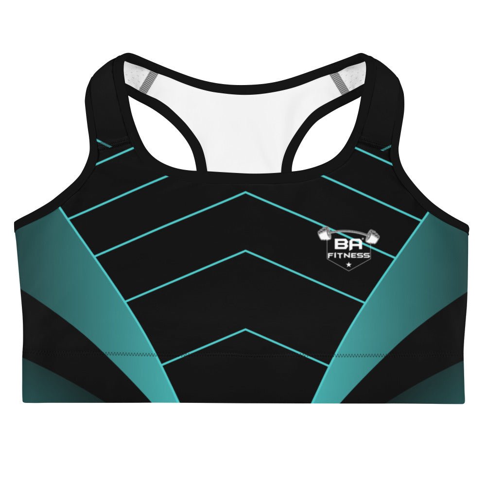 Sports bra black geometric2 front - basquaredfitness