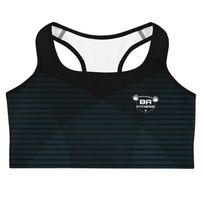 Sports bra navy geometric front - basquaredfitness