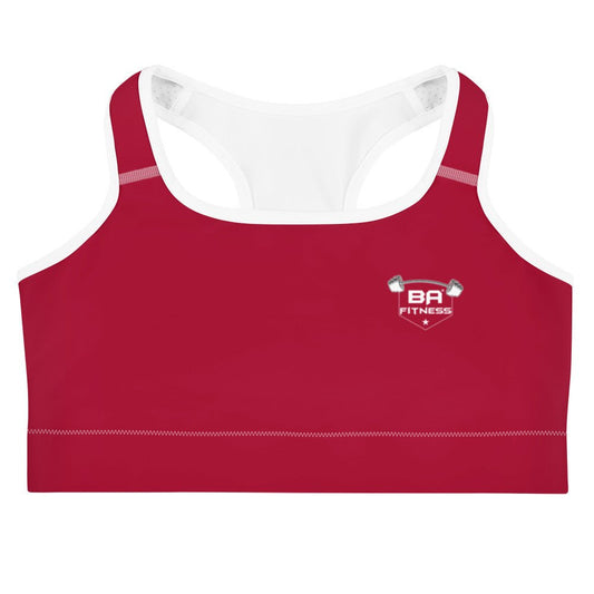 Sports bra carmine red front - basquaredfitness