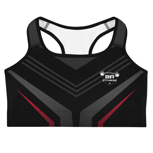 Sports bra black geometric front - basquaredfitness