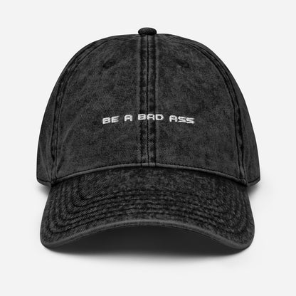 Vintage cotton twill cap be a bad ass black front - basquaredfitness